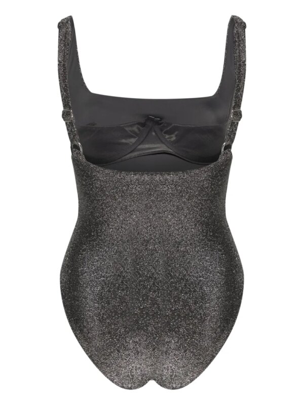 Form and Fold Badpak met vierkante hals - Zilver