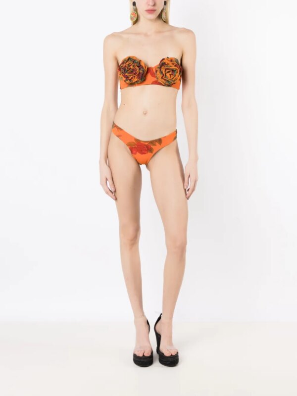 Amir Slama Bikini met bloemenpatch - Oranje