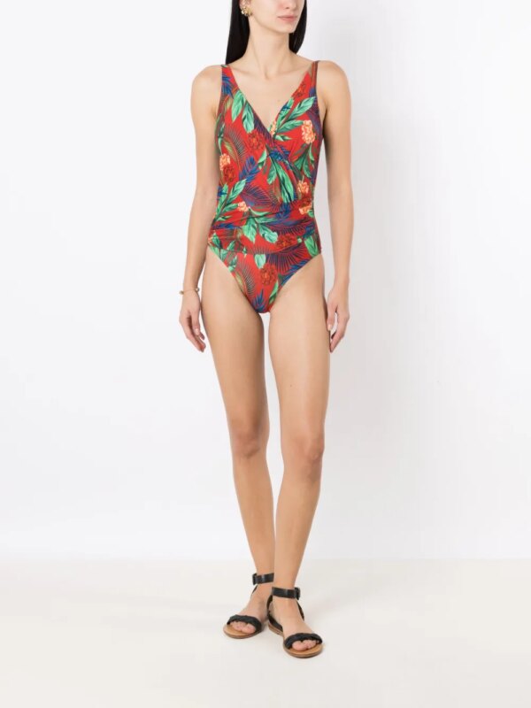 Lygia & Nanny Badpak met bloemenprint - Rood