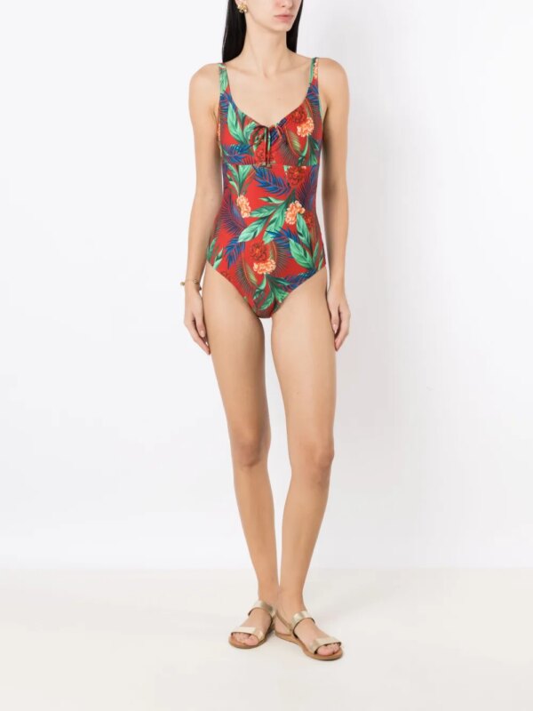 Lygia & Nanny Badpak met bloemenprint - Rood