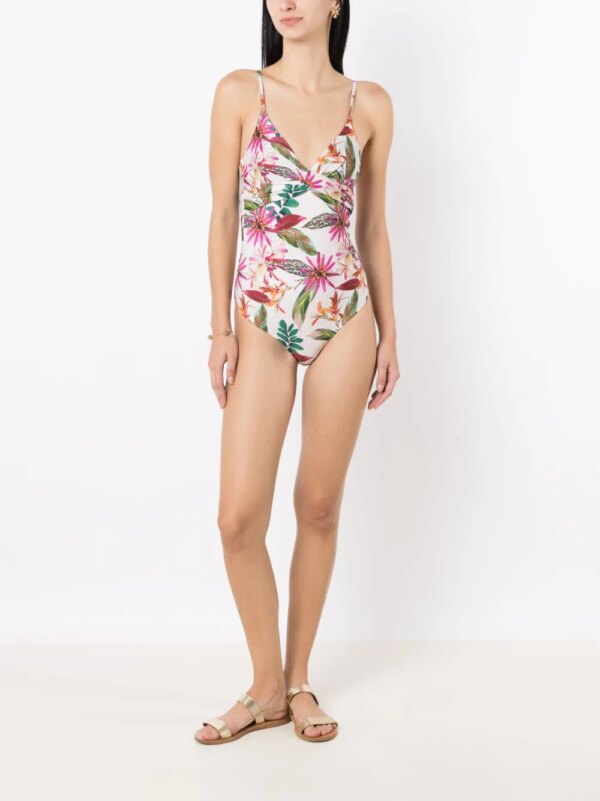 Lygia & Nanny Badpak met bloemenprint - Wit