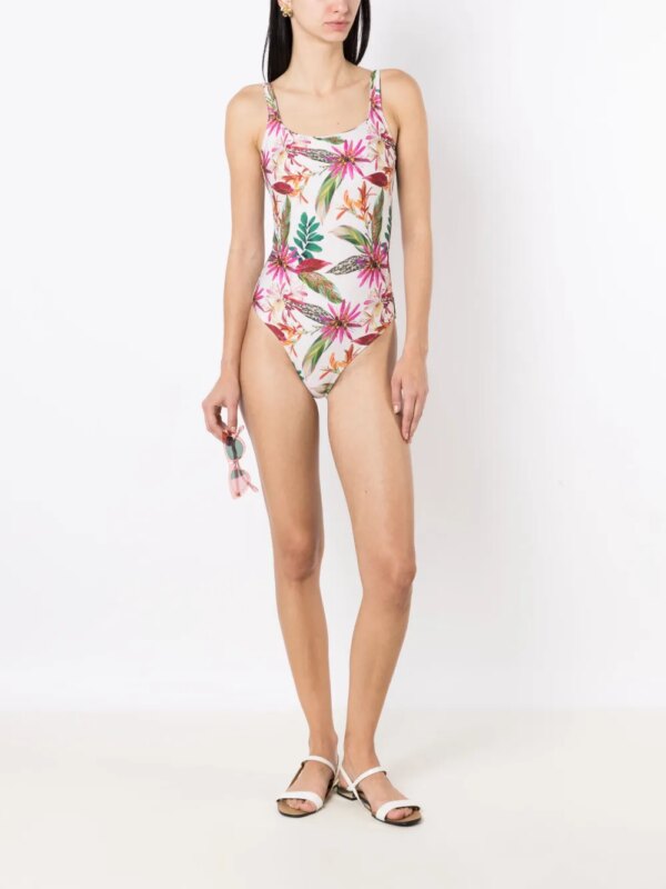 Lygia & Nanny Badpak met bloemenprint - Wit