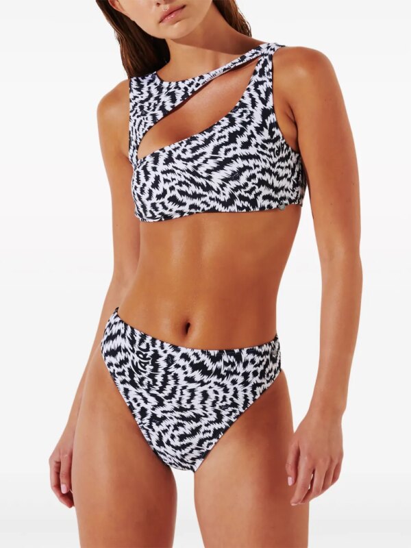 Karl Lagerfeld Bikinitop met dierenprint en uitgesneden details - Zwart