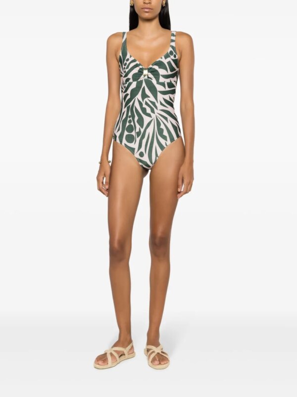 Lygia & Nanny Badpak met abstracte print - Groen