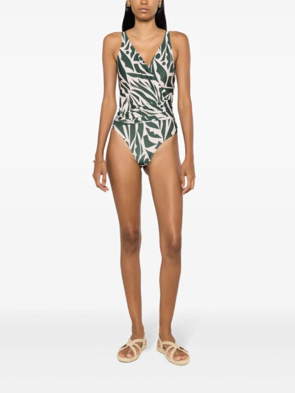 Lygia & Nanny Badpak met abstracte print - Groen