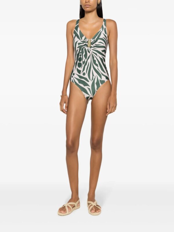 Lygia & Nanny Badpak met abstracte print - Groen