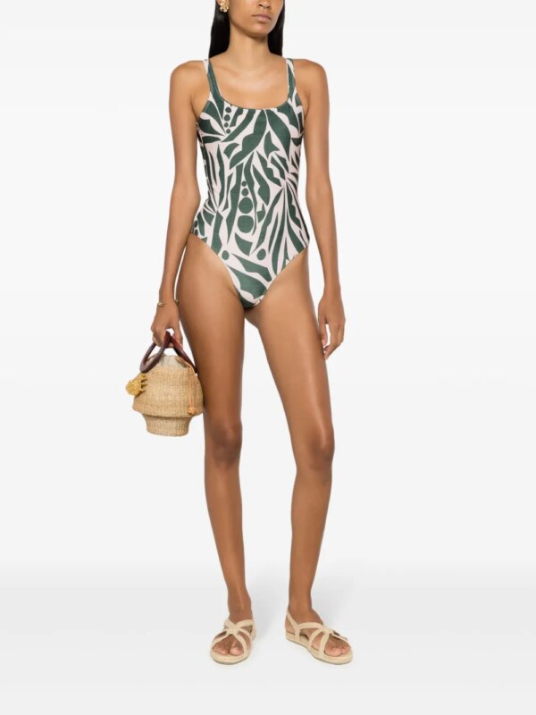 Lygia & Nanny Badpak met abstracte print - Groen
