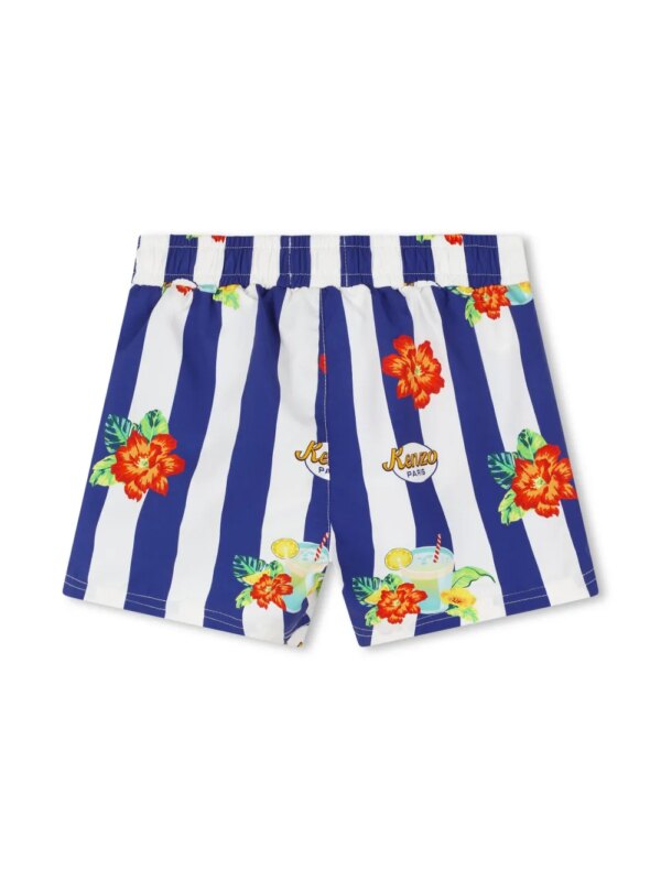 Kenzo Kids Zwembroek met bloemenprint - Wit