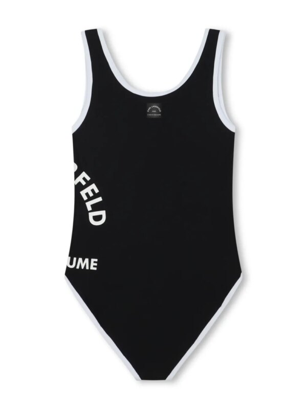 Karl Lagerfeld Kids Badpak met logoprint en contrasterende afwerking - Zwart