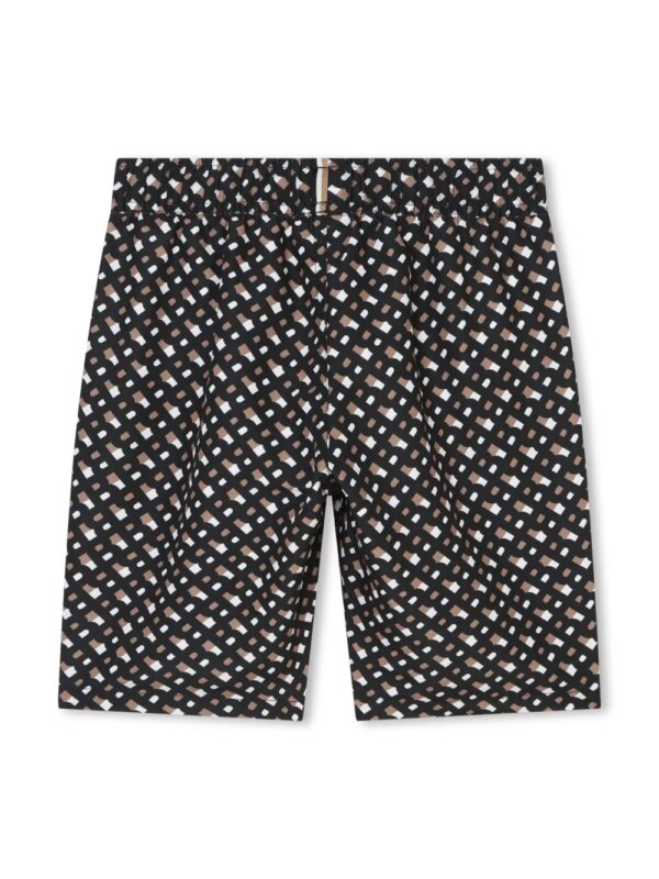BOSS Kidswear Zwembroek met trekkoordtaille en monogram-print - Zwart