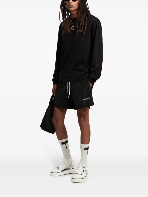 Palm Angels Zwembroek met geborduurd logo - Zwart