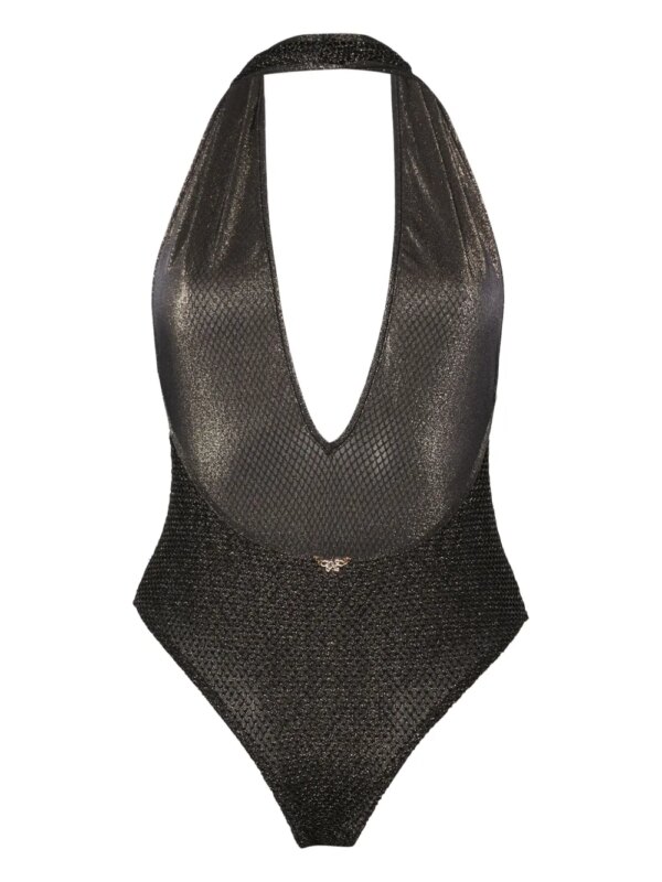 Palm Angels Badpak met V-hals en lurex - Zwart