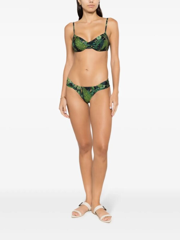 Lygia & Nanny Bikinislip met bladerprint - Groen
