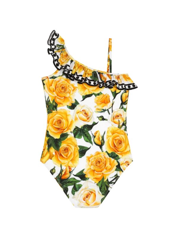 Dolce & Gabbana Kids Badpak met roosprint - Geel