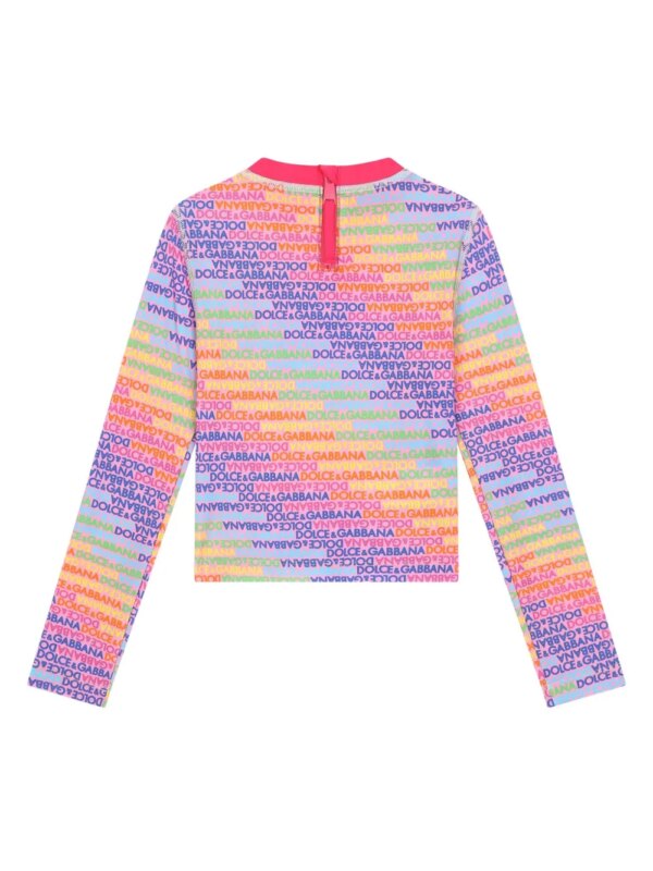 Dolce & Gabbana Kids Zwemtop met logoprint en lange mouwen - Roze