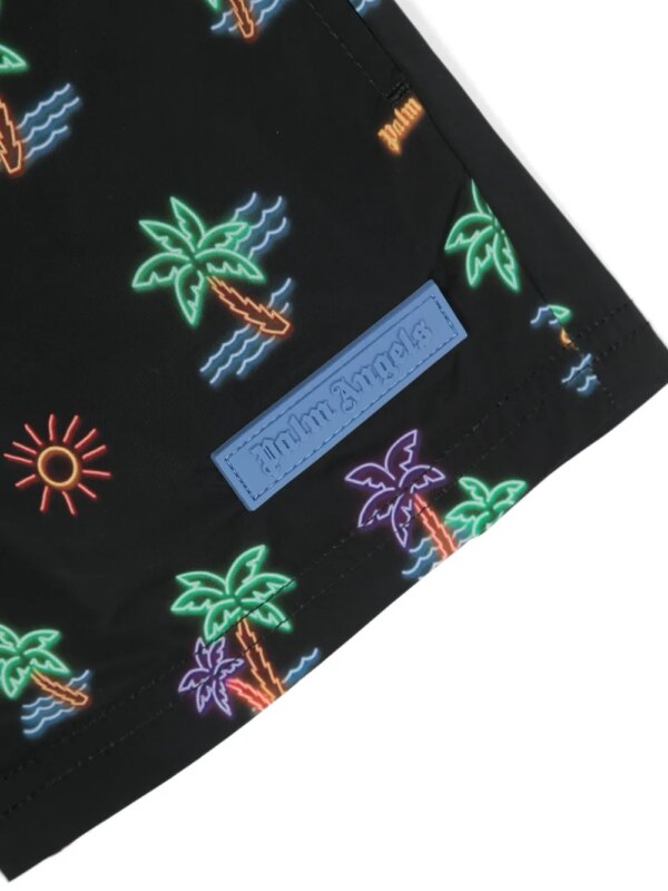 Palm Angels Kids Neon Palms zwembroek met print - Zwart