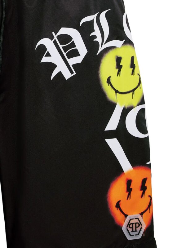 Philipp Plein Zwembroek met logoprint - Zwart