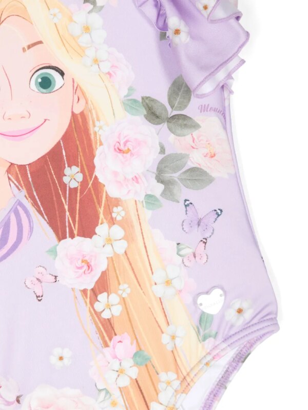 Monnalisa Tangled badpak met bloemenprint - Paars