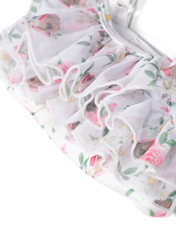 Monnalisa Bikini met bloemenprint - Wit