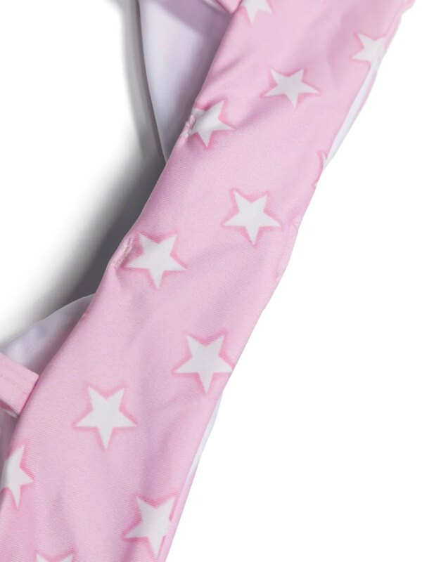 Monnalisa Bikini met sterrenprint en ruches - Roze