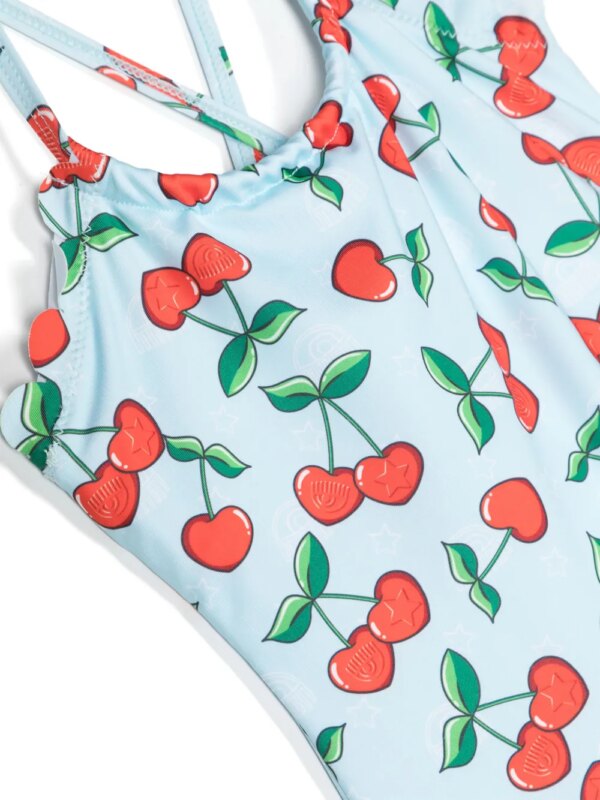 Chiara Ferragni Kids Badpak met kersenprint - Blauw