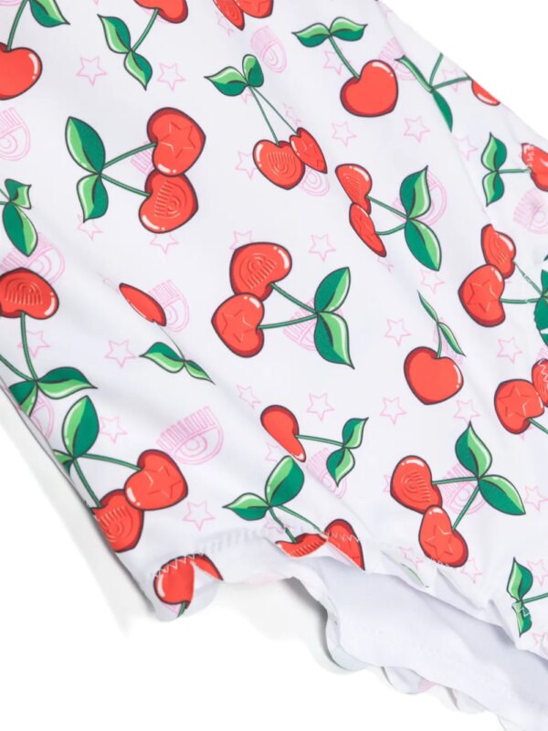 Chiara Ferragni Kids Badpak met kersenprint - Wit