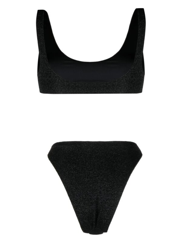 Oséree Lumière lurex bikini met diepe ronde hals - Zwart