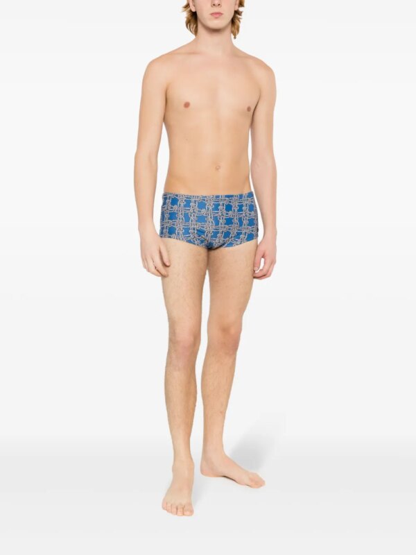 Amir Slama Zwembroek met grafische print - Blauw