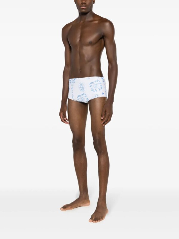 Amir Slama Zwembroek met grafische print - Wit