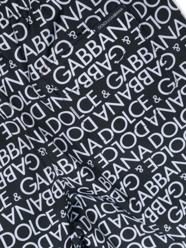 Dolce & Gabbana Kids Zwembroek met logoprint en trekkoord - Blauw