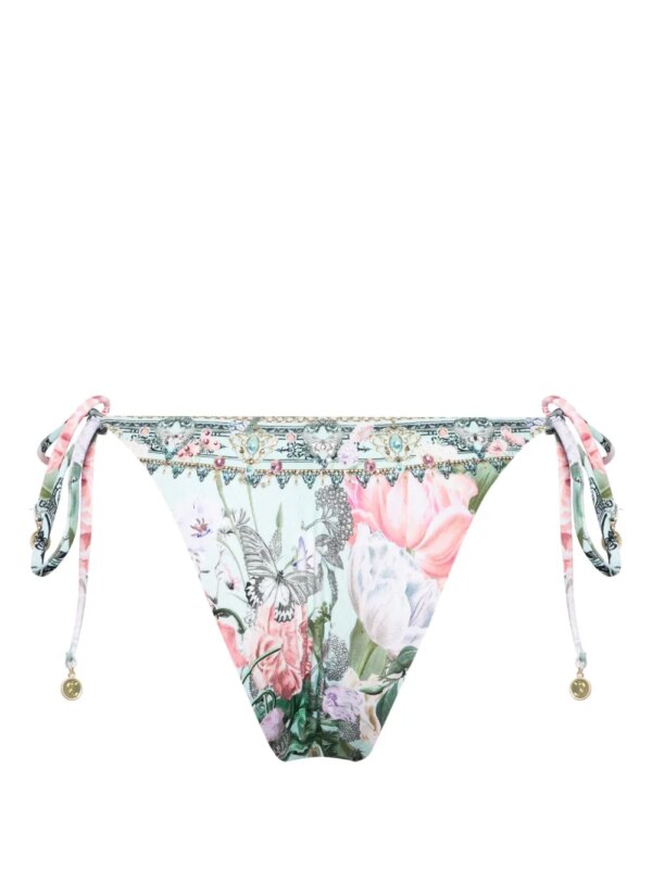 Camilla Bikinislip met gestrikte zijkant en print - Blauw