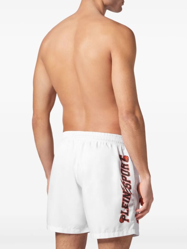 Plein Sport Zwembroek met logoprint - Wit