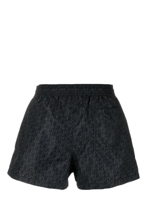 Off-White Zwembroek met monogramprint - Zwart