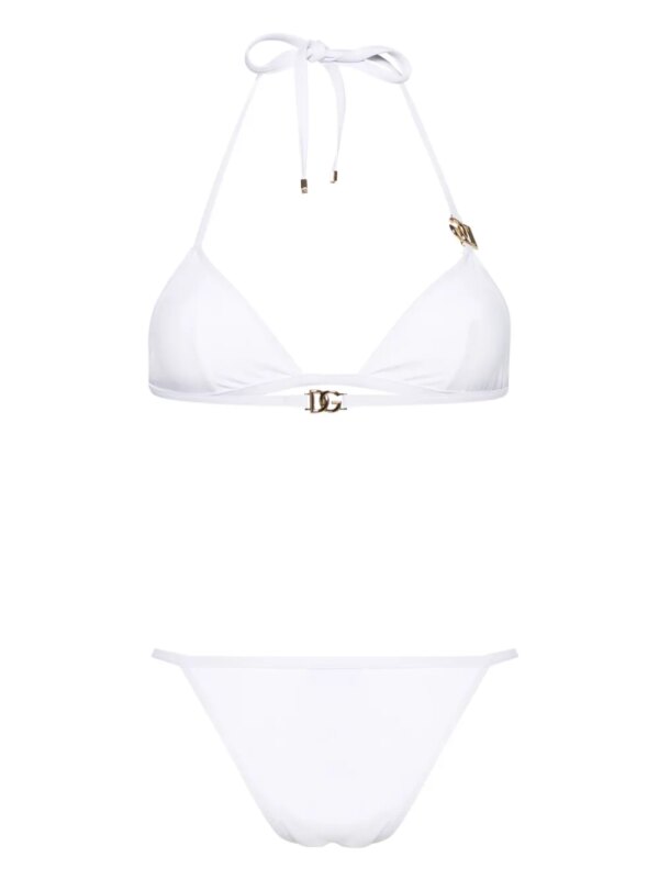 Dolce & Gabbana Triangel bikini met logoplakkaat - Wit
