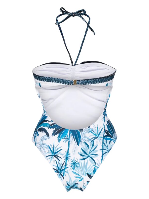 FARM Rio Badpak met halternek en tropische print - Blauw