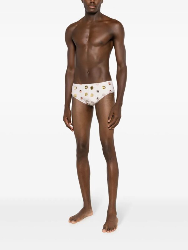 Amir Slama Zwembroek met grafische print - Beige