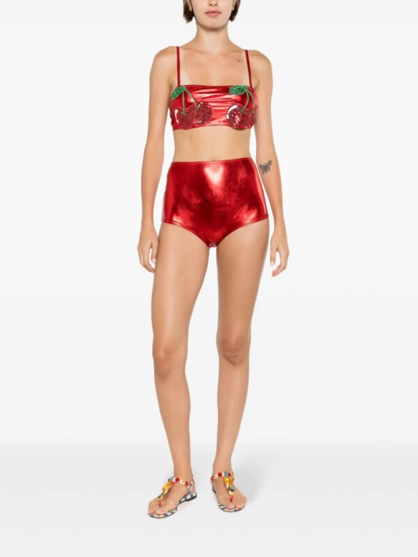 Brigitte Carnaval/Festival metallic bikini verfraaid met pailletten - Rood