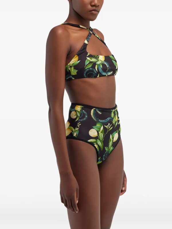 Roberto Cavalli Bikinitop met citroenprint - Zwart