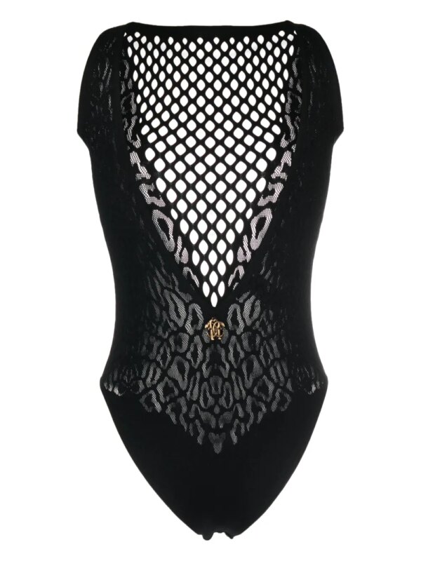 Roberto Cavalli Badpak met luipaardprint - Zwart