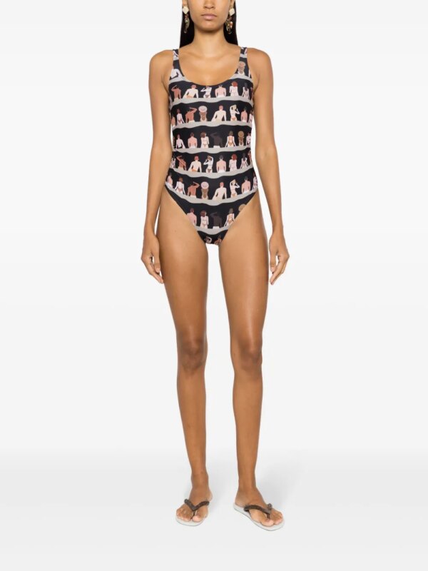 Amir Slama Badpak met print - Zwart