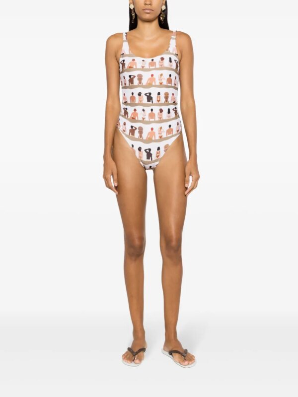 Amir Slama Badpak met print - Beige