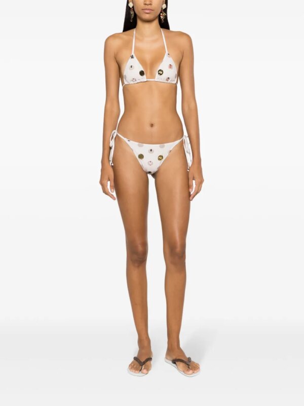 Amir Slama Bikini met halternek en print - Beige