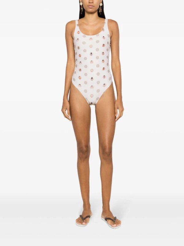 Amir Slama Badpak met print - Beige