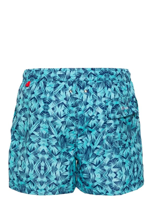 Kiton Zwembroek met grafische print - Blauw