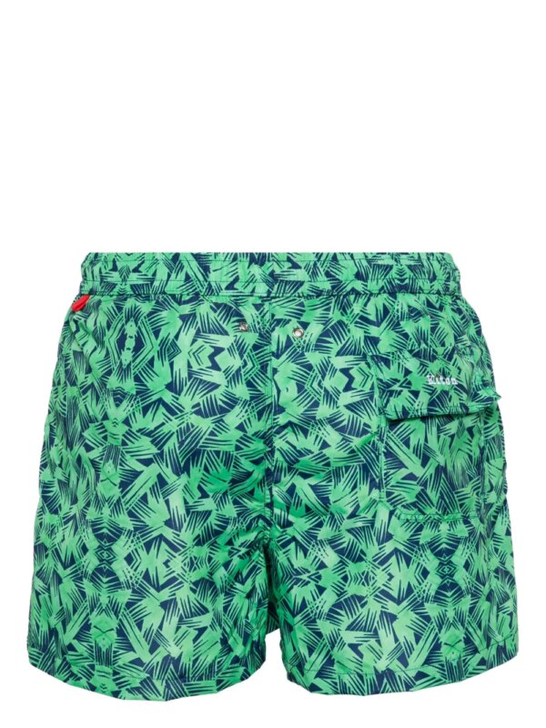 Kiton Zwembroek met grafische print - Groen