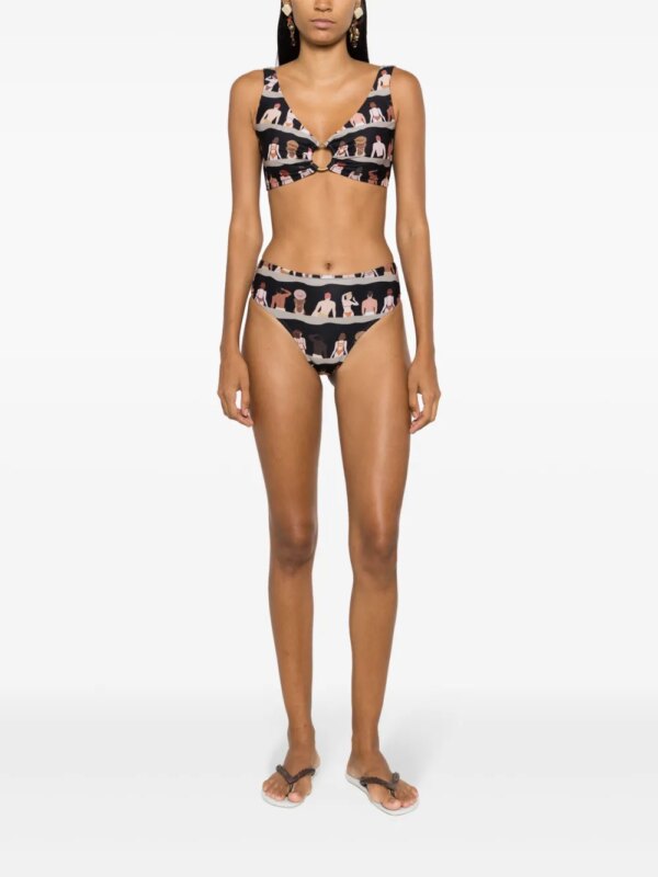 Amir Slama Bikini met grafische print - Zwart