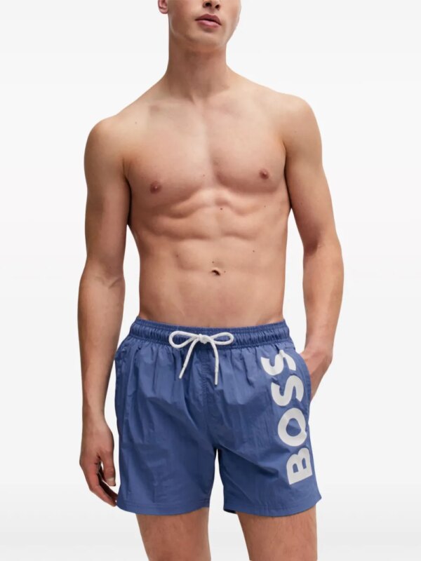 BOSS Zwembroek met logoprint - Blauw