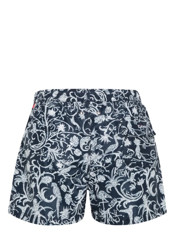 Kiton Zwembroek met grafische print - Blauw