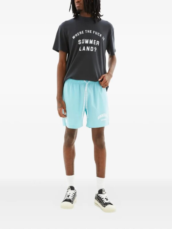 Nahmias Zwembroek met logoprint - Blauw