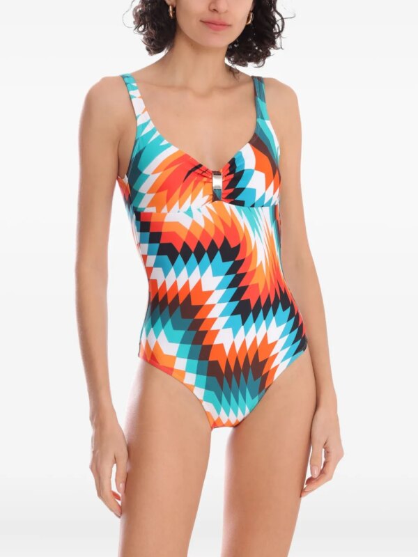 Lygia & Nanny Badpak met geometrische print - Wit